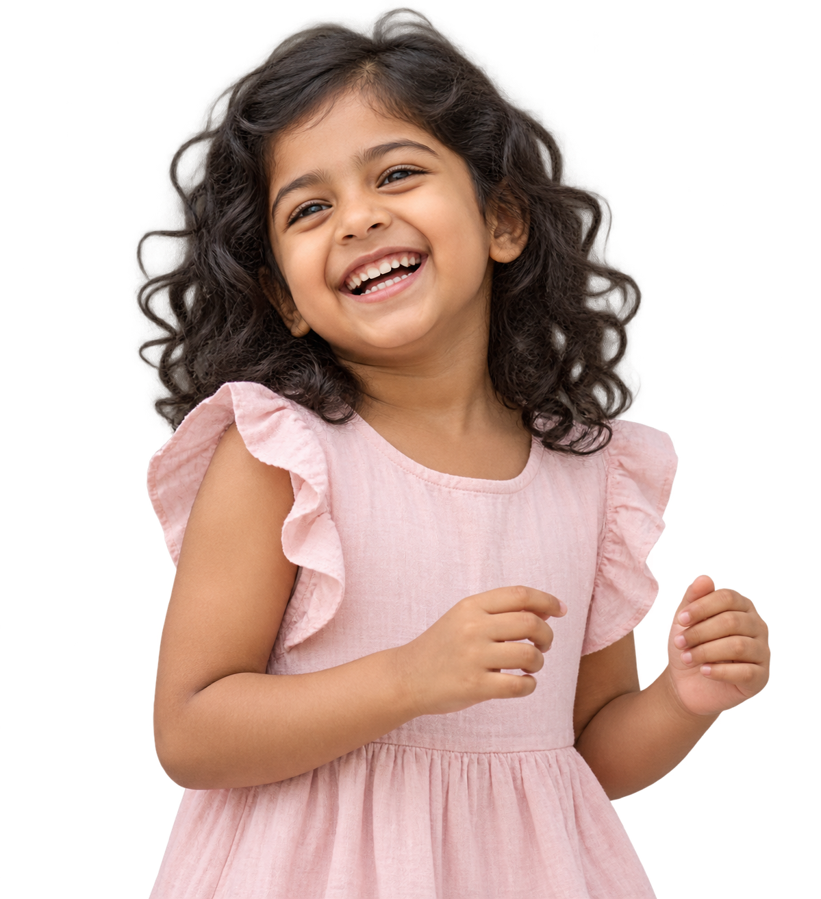 A young girl laughing with confidence and joy